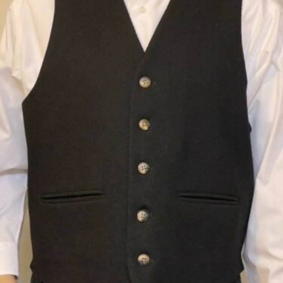 Saks Fifth Avenue Navy Blue Wool Blend Vest Large Italian Fabric Made Hong Kong - Picture 2 of 15